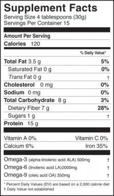Hemp Protein Powder Nutrition Label