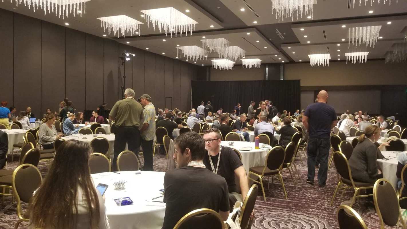 A crowd gathered in one of the ballrooms at the Hemp Industries Association Conference. Hundreds gathered at the Los Angeles Hilton for the 2018 Hemp Industries Association Conference, where they discussed the future and potential of hemp in America.