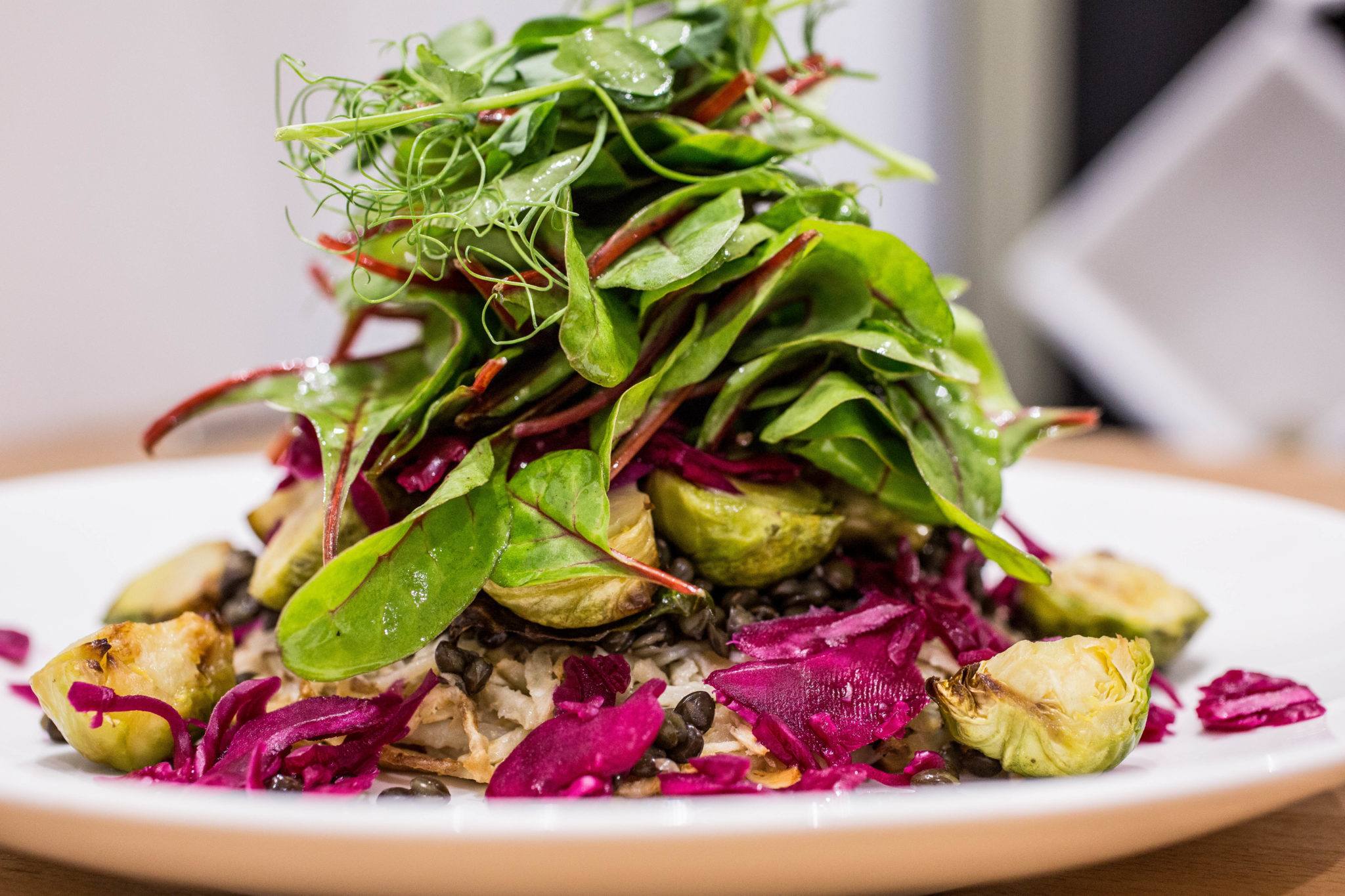 A dish of greens at The Canna Kitchen, the UK's first CBD restaurant. Hemp-based ingredients at the UK's CBD restaurant are source from crops grown organically in Spain and Switzerland.