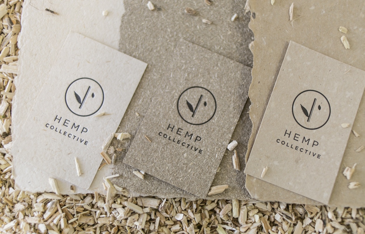 Photo: Three different colors and textures of hemp paper from Hemp Collective.