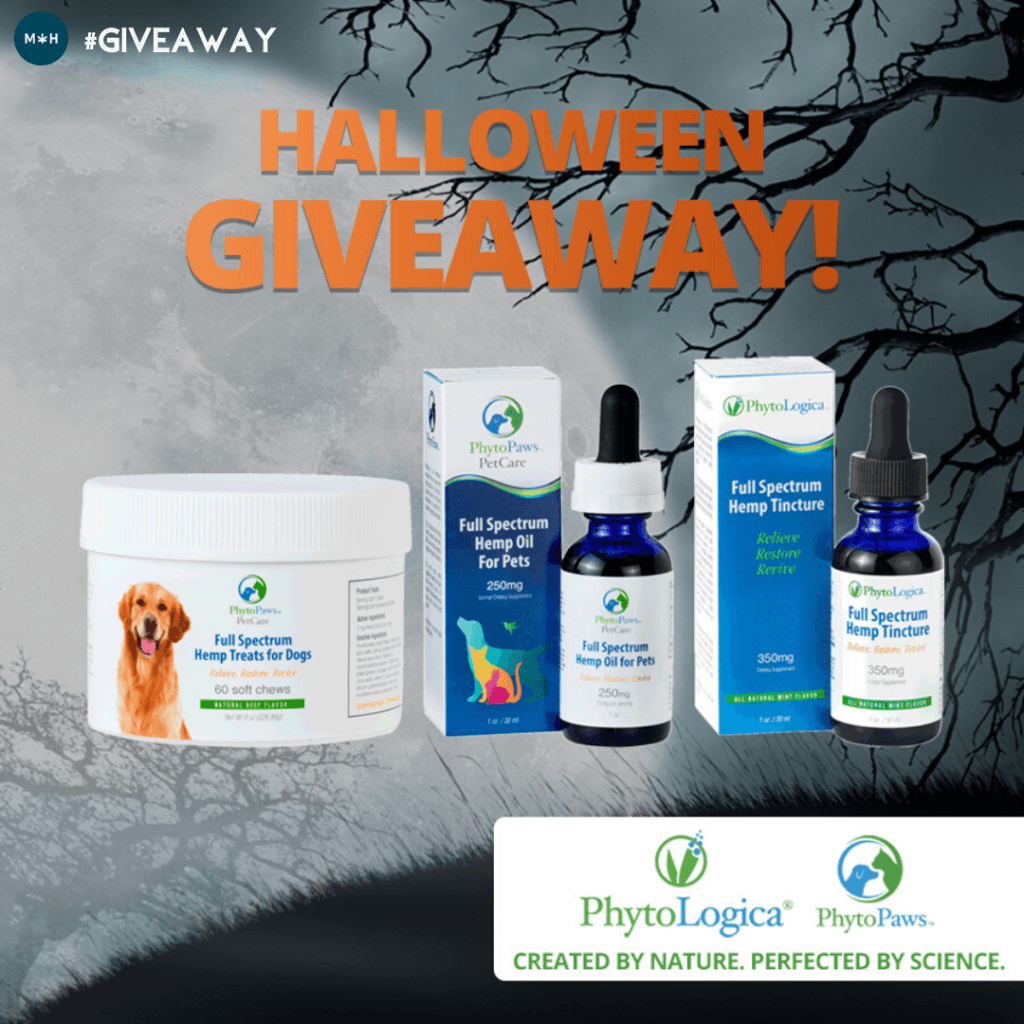 It's spooky season but there's nothing scary about this great PhytoLogica giveaway. Photo shows PhytoLogica products against a background of a moon and night time trees.