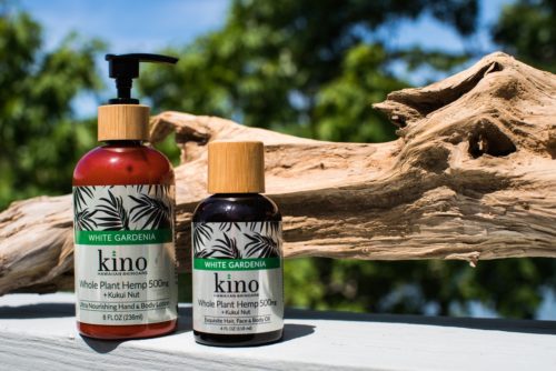 Photo: Kino White Gardenia Hemp skin care products create soothing self-care for cracked skin during isolation.