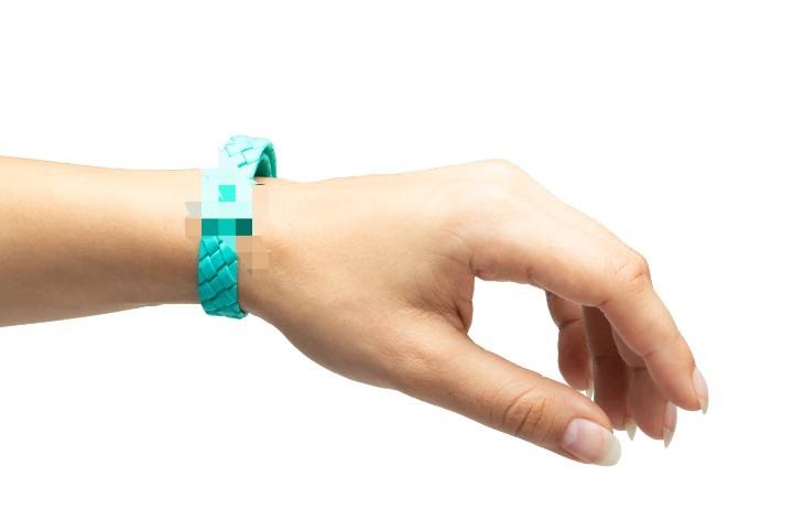 A CBD-infused plastic bracelet. The science behind how a CBD bracelet actually works is murky at best.