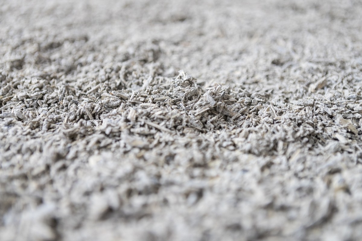 Hempcrete, made from the core of the hemp plant, could be an essential ingredient in sustainable building in the near future. Photo: Raw hempcrete made from finely chopped up cores (hurds) of hemp plants.
