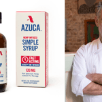 Combining cutting-edge CBD encapsulation technology and old-fashioned cooking skills, Azuca creates CBD sugar products that are perfect for cooking, mixed drinks, or just your morning coffee. Photo: Composite image shows, at left, CBD-infused simple sugar syrup from Azuca, and at right, Ron Silver standing with arm's crossed, wearing chef's whites.